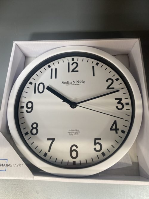 Mainstay Sterling and Noble 8.78" Analog Display Wall Clock - White