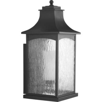 Maison Collection 1-Light Textured Black Clear Water Seeded Glass Farmhouse Outdoor Extra-Large...
