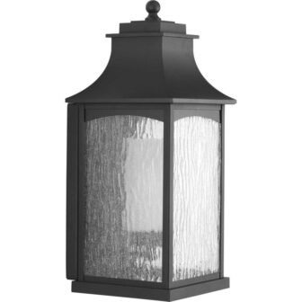 Maison Collection 1-Light Textured Black Clear Water Seeded Glass Farmhouse Outdoor Large...