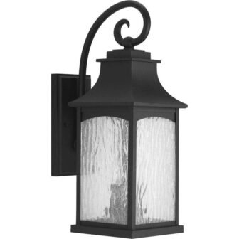 Maison Collection 2-Light Textured Black Water Seeded Glass Farmhouse Outdoor Medium Wall...