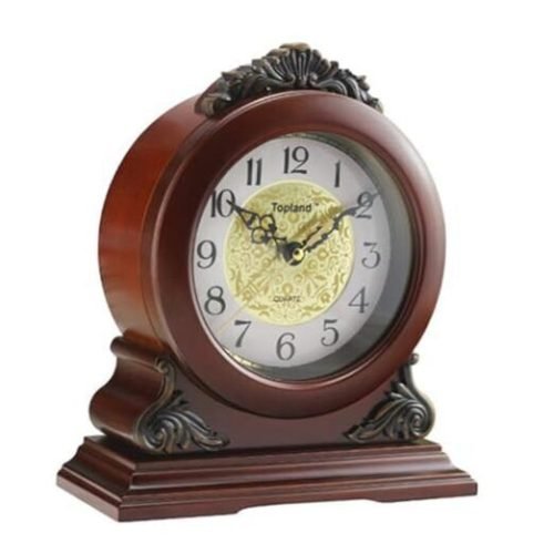 Mantel Clock Decorative Chime Wood Mantle Clock Battery Operated - Silent