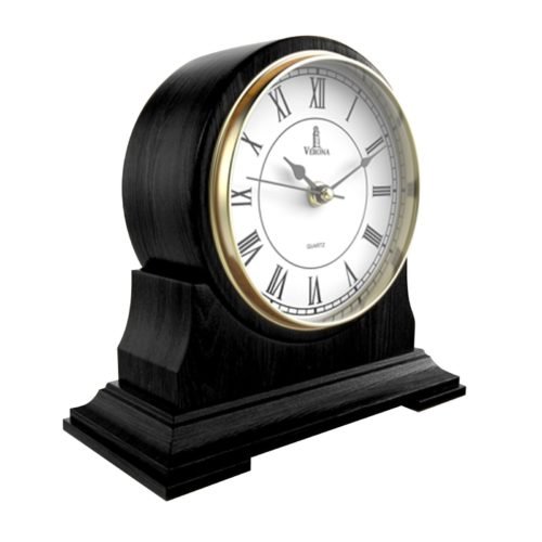 Mantel Clock for Living Room - Black Wood Mantle Clock Battery Operated - Sil...