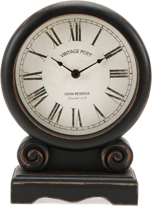 Mantel Clock Retro Desk Silent-Non-Ticking Battery Operated Wooden Clock Decor