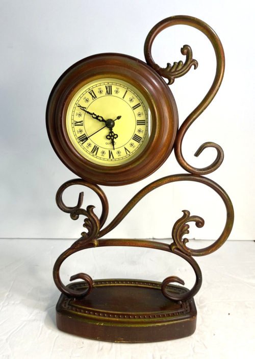 Mantel/Table Metal Quartz Battery Powered Clock 14" X 9" Inch Antique Decor