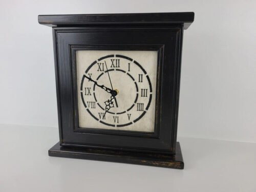 MANTLE CONCEALMENT CLOCK BLACK DISTRESSED