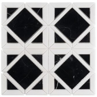 Maquette Jet White/Black 5 in. x 6.5 in. Diamond Pattern Matte Natural...