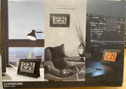 Marathon CL030052BK Atomic Digital Wall Clock with Auto-Night Light, Temperature