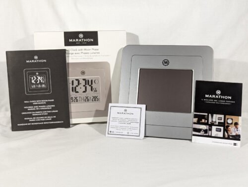 Marathon Digital Wall Clock with Moon Phase CL030049GG CIB Lunar Science Working