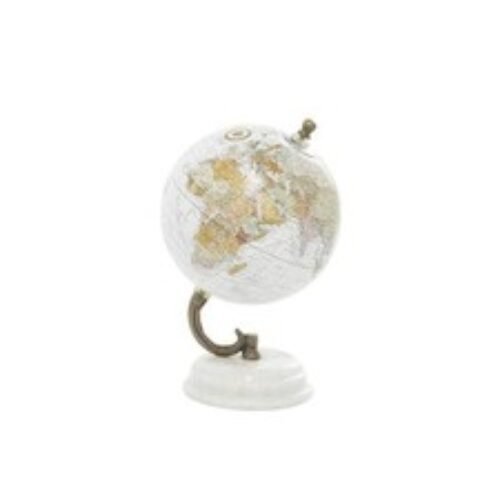 Marble Globe with White Marble Base, 5' x 5' x 8', White