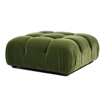 Marcel 36 in. Bubble Modular Modern Cocktail Ottoman, Olive Green Performance Velvet