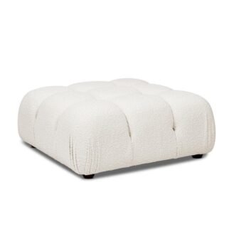 Marcel 36 in. Off White Boucle Modern Square Medium Cocktail Ottoman