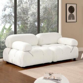 Marcel 72.5 in. Off White Boucle Fabric 2 Seats Modular Modern Loveseat Sofa