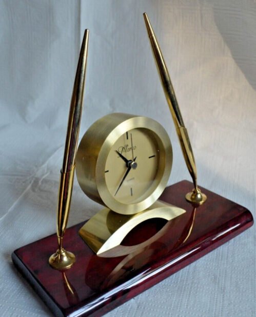 Marco Desk Clock with Pens Vintage