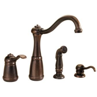 Marielle Single-Handle Side Sprayer Kitchen Faucet and Soap Dispenser in Rustic Bronze
