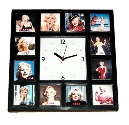 Marilyn Monroe faces through the years 1946-1964 Clock with 12 pictures