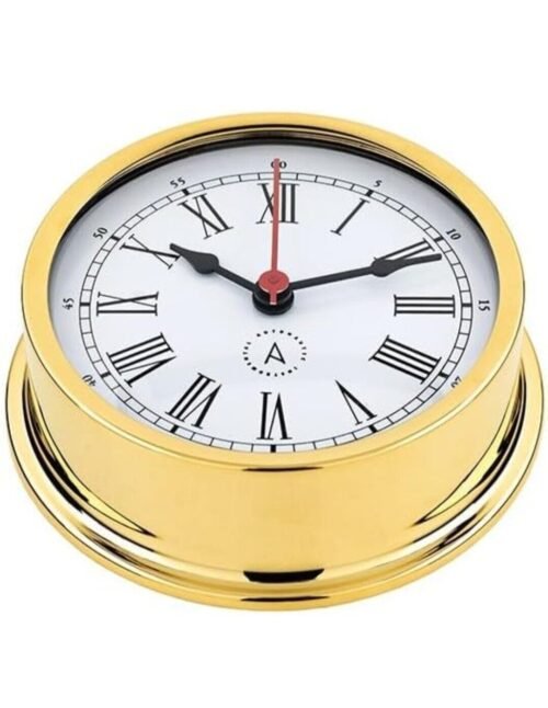 Marine Quartz Clock - R120D-R - 18K Gold Flash Plated Finishing Case