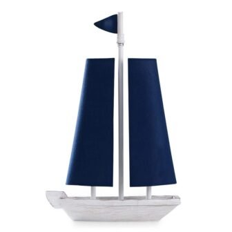 Maritine 19.5 in. White Sail Boat Table Lamp with 2 U Shaped...