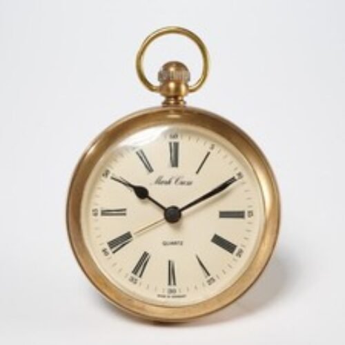 Mark Cross Pocket Watch Form Brass Travel Quartz Alarm Clock 3.5"dia