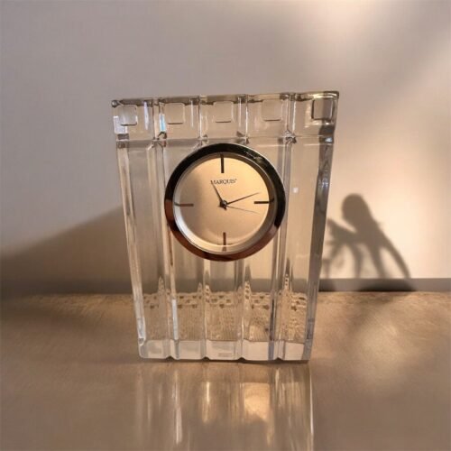 MARQUIS BY WATERFORD CRYSTAL TABLE CLOCK. Battery Powered