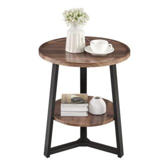 Mason 19.7 in. Round 2-Tier Side Accent Table with MDF Tabletop and...