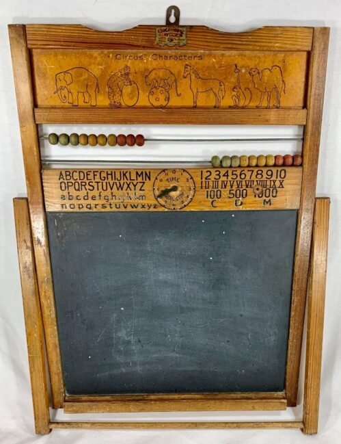 Mason & Parker Childrens Chalkboard Circus Characters Alphabet Clock Vintage (O)