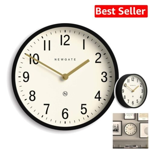 Master Edwards Modern Wall Clock - 12 Inch Mid-Century Style in Elegant Black