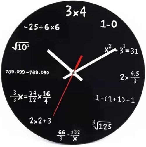 Math Wall Clock Algebra Equations Mathematic Hour Minute Watch Home Decor Gift