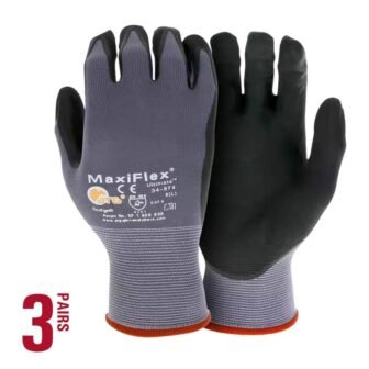 MaxiFlex Ultimate Men's Large Gray Nitrile Coated Outdoor and Work Gloves with...