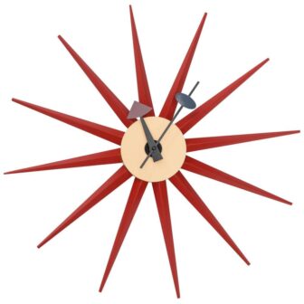 Maxi Red Analog Wood Non Ticking Wall Clock