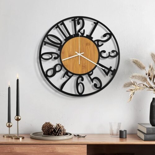 Maxstar Wall Clock Battery Operated,Silent Non-Ticking Modern Rustic Metal Round