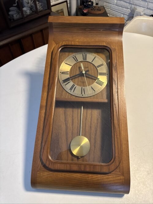 Mcm Bulova Westminster Chime Wall Clock Quartz Movement! Works and Looks Great