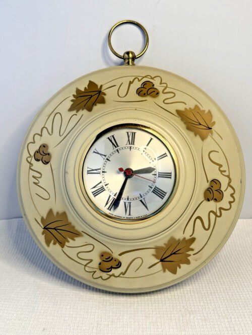 MCM Oxford Metal Spinning Wall Clock w/ Sessions Movement Oak Leaf Pattern