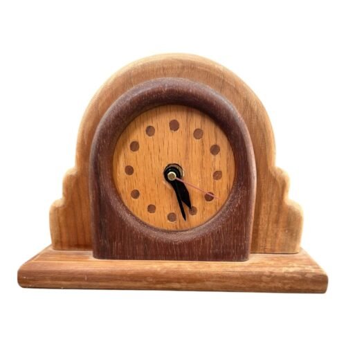 MCM Stunning Handmade Wooden Table Accent Clock Tested Works!