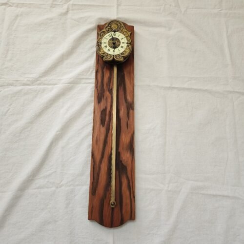 Mechanical Gravity Saw Tooth Wall Clock Wooden Back Sunflower Germany? Untested