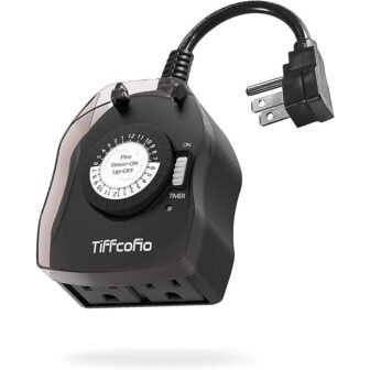 Mechanical Outdoor Timer Outlet with 2 Grounded Outlets in Black