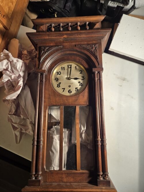 Mechanical Pendulum Wall Clock with Chimes, Wood Frame, Arabic Numerals