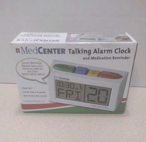 MedCenter Talking Alarm Clock Medication Reminder Alert 2 Speakers Loud New