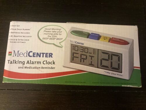 MedCenter Talking Alarm Clock Medication Reminder Alert 2 Speakers Loud New