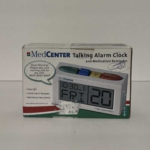 MedCenter Talking Alarm Clock Medication Reminder Alert 2 Speakers Loud New