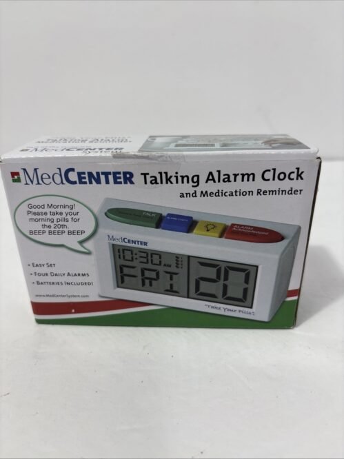 MedCenter Talking Alarm Clock Medication Reminder Alert 2 Speakers Loud New