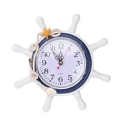 Mediterranean Wall Clock Steering Wheel Nautical Silent Wall Clock Beach Sea