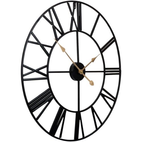 Medium Large Wall Clock for Living Room Décor - Roman Numeral (23" Jet Black)