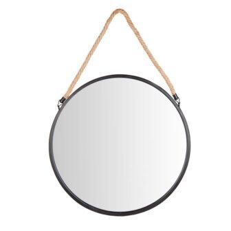 Medium Round Black Contemporary Mirror (30.5 in. H x 20.13 in. W)