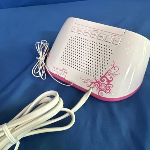 Memorex AM/FM Alarm Clock Radio Pink & White W207-PNK Tested Used Girls Room