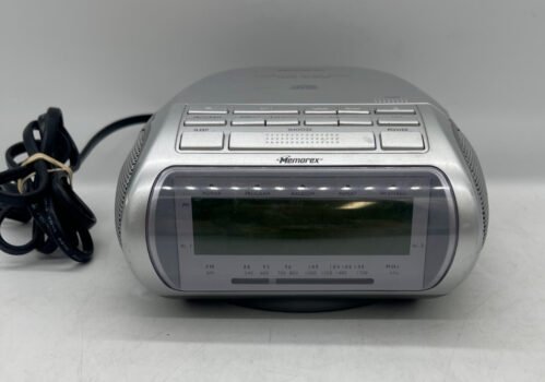 Memorex MC-2842 Silver Dual Alarm Clock AM/FM Radio CD Player Stereo TESTED WORK