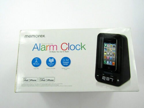 Memorex Space Saving Alarm Clock FM Radio Universal Line-In Slim Ipod Iphone New