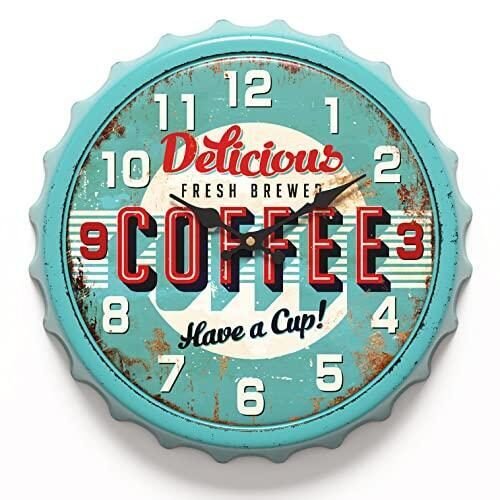 Menterry Bottle Cap Design Iron Retro Wall Clock, 13 inch Vintage Craftsmanship