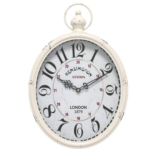 Menterry Oval Retro Wall Clock, Rustic Vintage Style, Antique Old-Fashioned