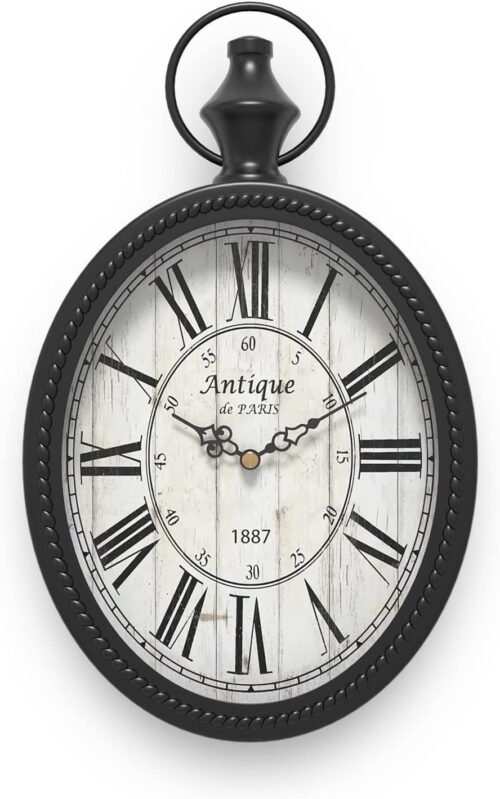 Menterry Oval Retro Wall Clock Rustic Vintage Style Old-Fashioned Antique Des
