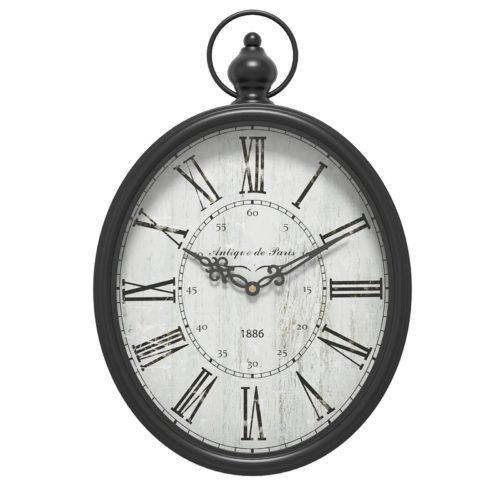 Menterry Oval Retro Wall Clock Rustic Vintage Style Old-Fashioned Antique Des